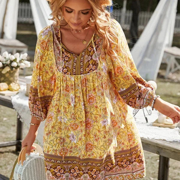 Tuniekjurk met Bohemian Print en V-Hals