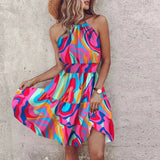 Halter Mini Jurk met Bohemian Print