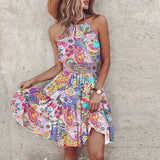 Halter Mini Jurk met Bohemian Print