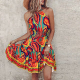 Halter Mini Jurk met Bohemian Print