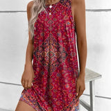 Mouwloze Mini Jurk met Bohemian Print