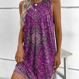 Mouwloze Mini Jurk met Bohemian Print