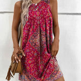 Mouwloze Mini Jurk met Bohemian Print