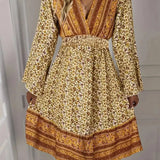 Bohemian Overslag Mini Jurk met Print