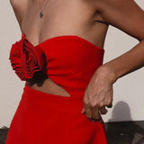 Strapless Mini Jurk met Bloemappliqué