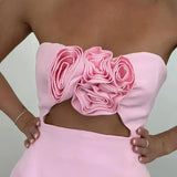 Strapless Mini Jurk met Bloemappliqué