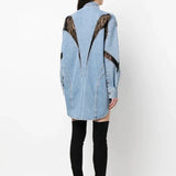 Oversized Denim Blousejurk met Ritsdetails