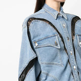 Oversized Denim Blousejurk met Ritsdetails