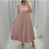 Dames Maxi Jurk met Geplooide Rok en V-Hals
