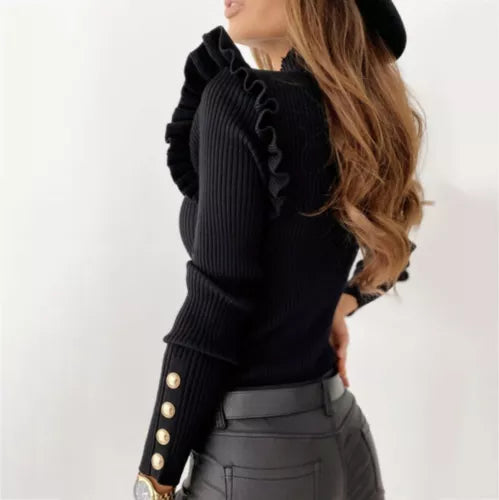 Elegante damestrui met chique knopen, perfect voor een verfijnde en stijlvolle look.