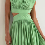 Elegante Dames Jurk met Flowy Pasvorm en Tailleaccent