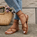 Leren Sandalen met Kruisbanden en Enkelbandje