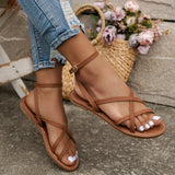 Leren Sandalen met Kruisbanden en Enkelbandje