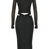 Bodycon Midi Jurk met Cut Out