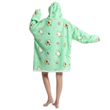 AvoCozy unisex hoodie deken – zachte sherpa en flanel, comfortabele oversized pasvorm voor ultiem warmte- en relaxcomfort.