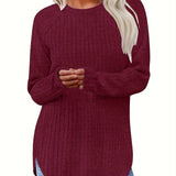 Oversized Gebreide Trui met Ronde Hals en Lange Mouwen