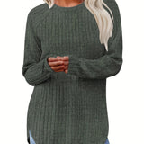Oversized Gebreide Trui met Ronde Hals en Lange Mouwen