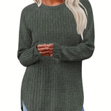 Oversized Gebreide Trui met Ronde Hals en Lange Mouwen