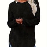 Oversized Gebreide Trui met Ronde Hals en Lange Mouwen
