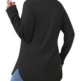 Oversized Gebreide Trui met Ronde Hals en Lange Mouwen