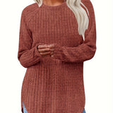 Oversized Gebreide Trui met Ronde Hals en Lange Mouwen