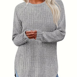 Oversized Gebreide Trui met Ronde Hals en Lange Mouwen