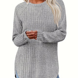 Oversized Gebreide Trui met Ronde Hals en Lange Mouwen