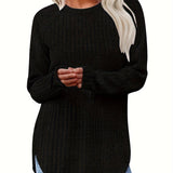 Oversized Gebreide Trui met Ronde Hals en Lange Mouwen