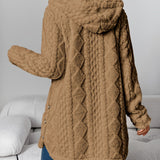 Gebreid Vest met Kabelpatroon en Knopen Warm en Comfortabel