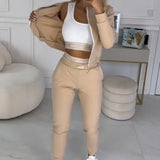 Tweedelige Set met Ritsjack en Taps Toelopende Broek