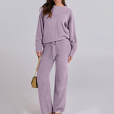 Gebreide Tweedelige Lounge Set met Wijde Broek