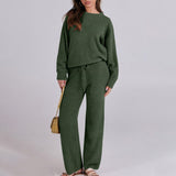 Gebreide Tweedelige Lounge Set met Wijde Broek