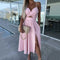 Elegante damesjurk met hoge split en spaghettibandjes – luchtige pasvorm, vrouwelijke look en ideaal voor zomerse gelegenheden