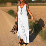 Casual Maxi Jurk met V-Hals en Losse Pasvorm