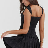 Corset Mini Jurk met Geplooide Rok en Getailleerde Pasvorm