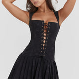 Corset Mini Jurk met Geplooide Rok en Getailleerde Pasvorm