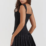 Corset Mini Jurk met Geplooide Rok en Getailleerde Pasvorm