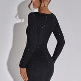Glitter Mini Jurk met Lange Mouwen