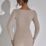 Glitter Mini Jurk met Lange Mouwen