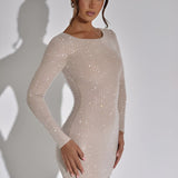 Glitter Mini Jurk met Lange Mouwen