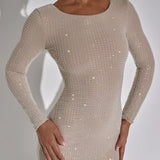 Glitter Mini Jurk met Lange Mouwen