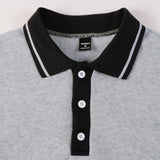 Heren Sweatshirt met Polo Kraag en Contrast Strepen