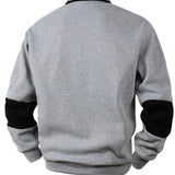 Heren Sweatshirt met Polo Kraag en Contrast Strepen