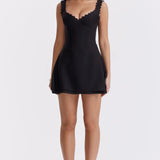 Asymmetrische Mini Jurk met Spaghettibandje en Flowy Pasvorm