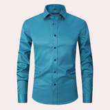 Heren Overhemd Slim Fit met Stretch en Lange Mouwen