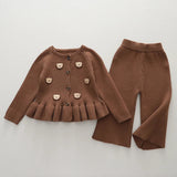 MiniCuddle meisjes tweedelige winterset met schattige beertjesprint, gemaakt van warme en zachte stof – comfortabele en knusse outfit voor koude dagen.