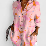 Dames blouse met patchwork bloemenprint en knopen