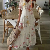 Dames Maxi Jurk met Bloemenprint en V-Hals