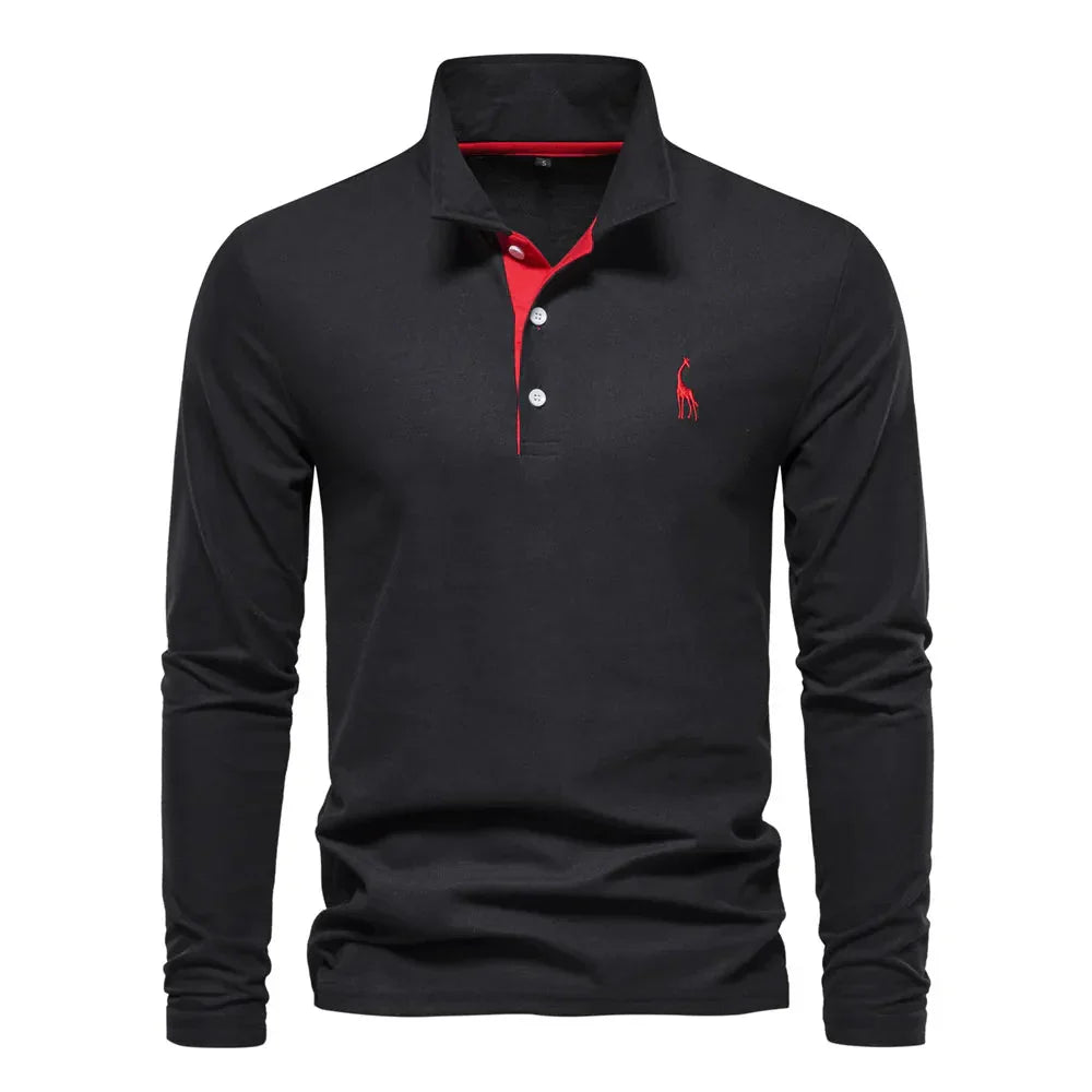 Bastian heren polo met lange mouwen – zachte, ademende stof met klassieke pasvorm voor stijlvolle en comfortabele looks
