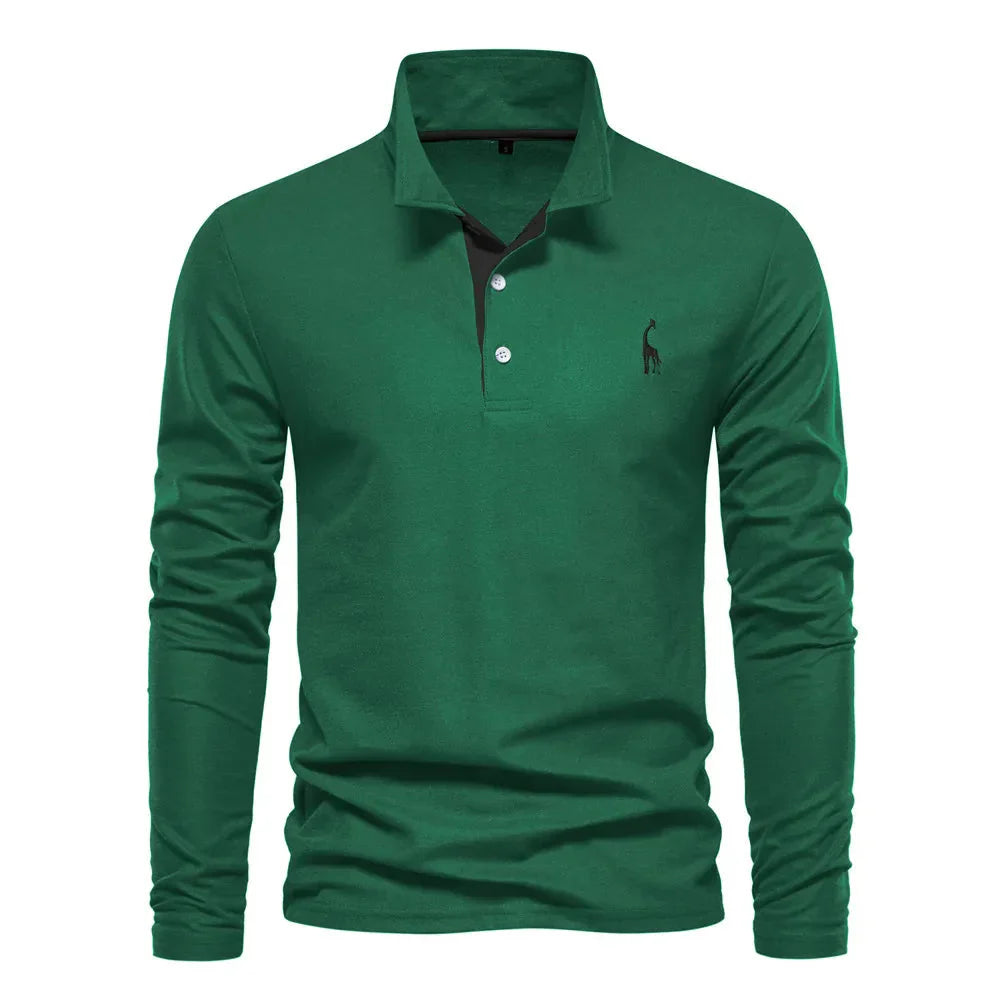 Bastian heren polo met lange mouwen – zachte, ademende stof met klassieke pasvorm voor stijlvolle en comfortabele looks